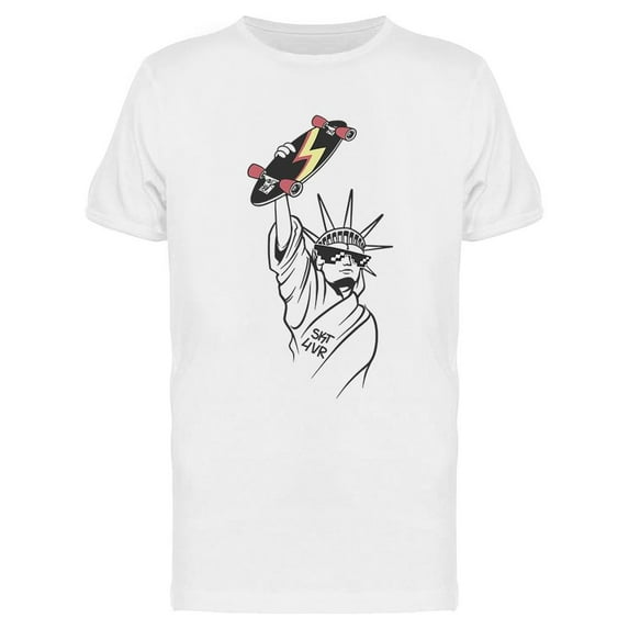 Statue Of Liberty Holds Sk8board T-Shirt Men -Image by Shutterstock, Male Small