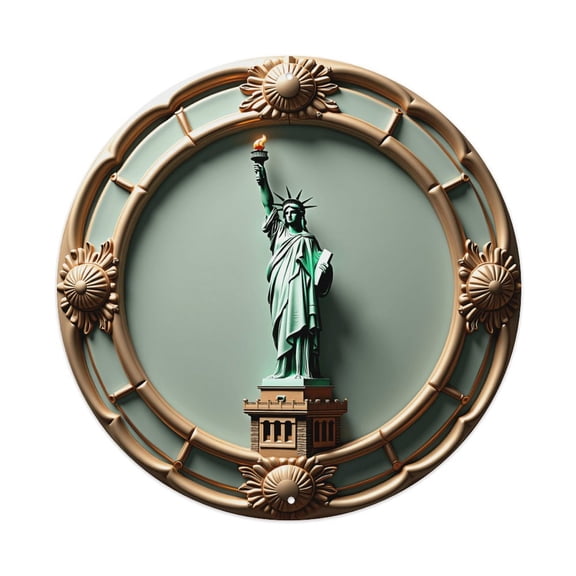 Statue Of Liberty New York City, Vintage Round Metal Tin Sign Nostalgic Metal Sign Home Decor for Bar Garden Kitchen Restaurant Garage 8x8 Inch
