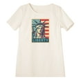 thumbnail image 1 of Statue Of Liberty On Usa Flag Printed Linen Mini Shift Dress WDS_06 12, 1 of 1