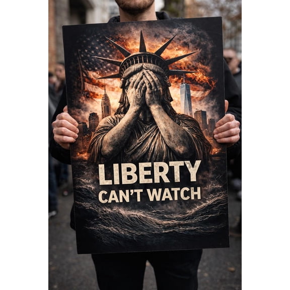 Statue Of Liberty Protest Dystopian Political Wall Art Matte Vertical, Unframed Canvas