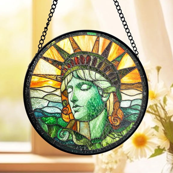 Statue Of Liberty Stained Glass, Patriotic Suncatcher For New Yorker, July Decor Window Hanging, American History Buff Gift