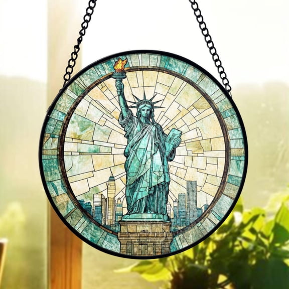 Statue Of Liberty Stained Glass Suncatcher, New York City Patriotic Window Decor, American Travel Gift For History Lovers