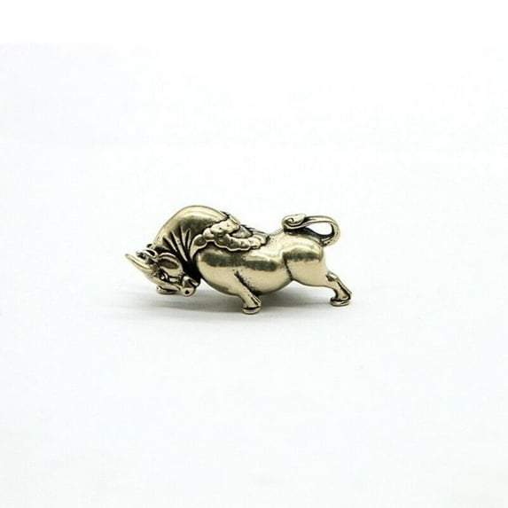 Statue Ornaments 2pc Solid Brass Bull Figurine Small Home Animal Figurines Gift