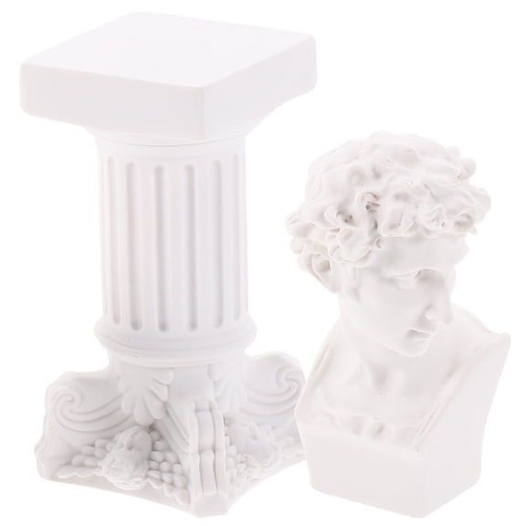 FUEENIRVA Decorative Columns Roman Column Statue Resin Sculpture Indoor Decoration Collectors 2-Pcs