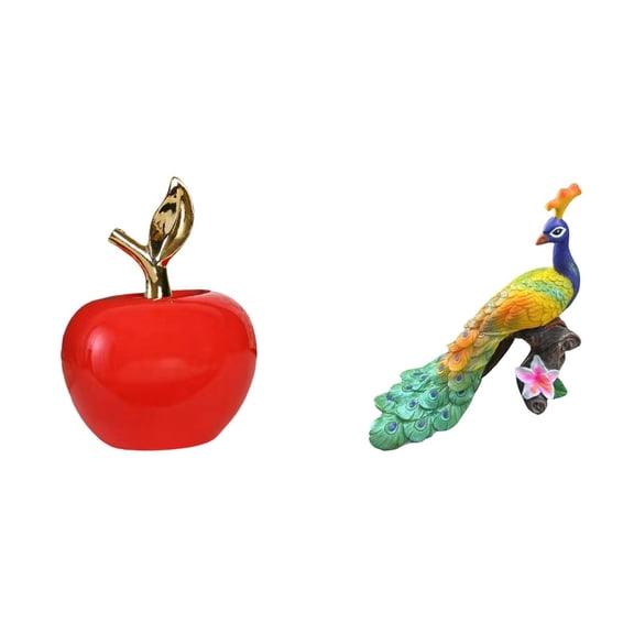 Statue Peacock Sculpture Ceramic Figurine Unique Design for Home Garden Cafe Desktop Ornament Display