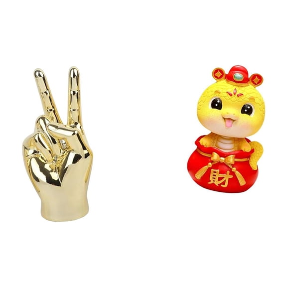 Statue Sculpture Snake Ornament Hand Gesture Resin Craft Keepsake for Living Room Home Office Decor Display