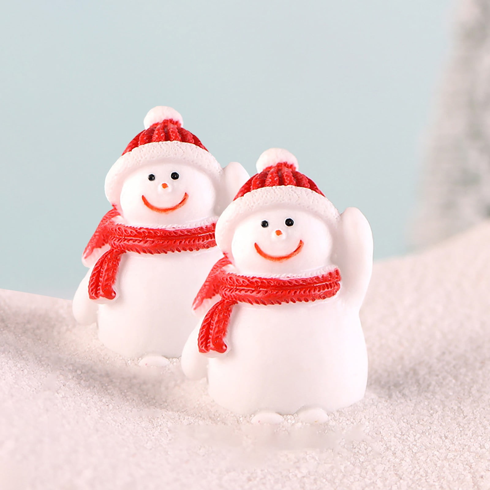 Statue Solar 2PCS Christmas Cartoon Animals Micro Christmas Tree Snow