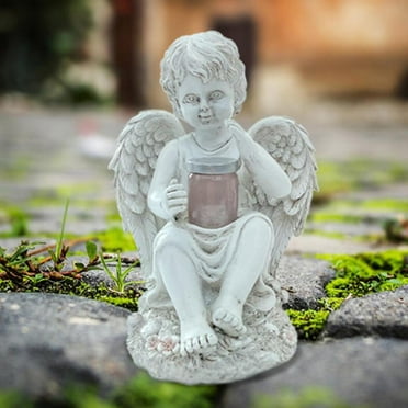 Statue Solar Powered Light Decorative Statue with Solar Light Outdoor Garden Decoration Ornament Cute Yard Lighting Lamp , Boy