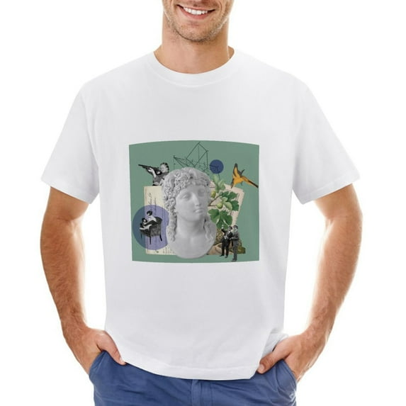 Statue Tree Men’s Graphic T-shirt Vintage Short Sleeve Sport Tee White L