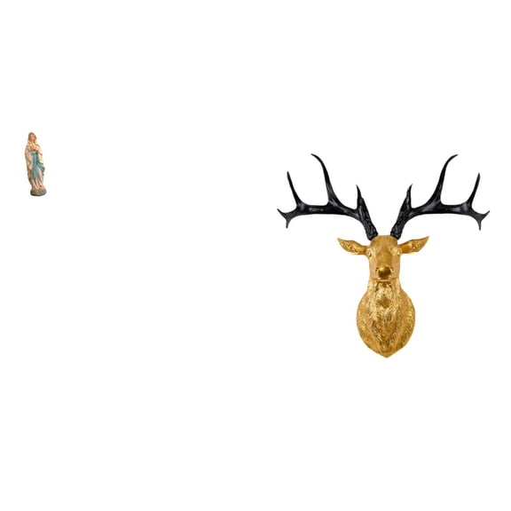 Statue Virgin Mary Figurine Deer Head Resin Detailed Collectible for Home Office Wall Display