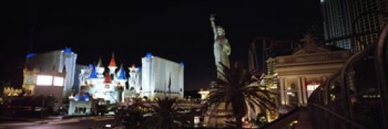 Statue in front of a hotel New York New York Hotel Excalibur Hotel And Casino The Las Vegas Strip Las Vegas Nevada USA Canvas Art - Panoramic Images (36 x 12)