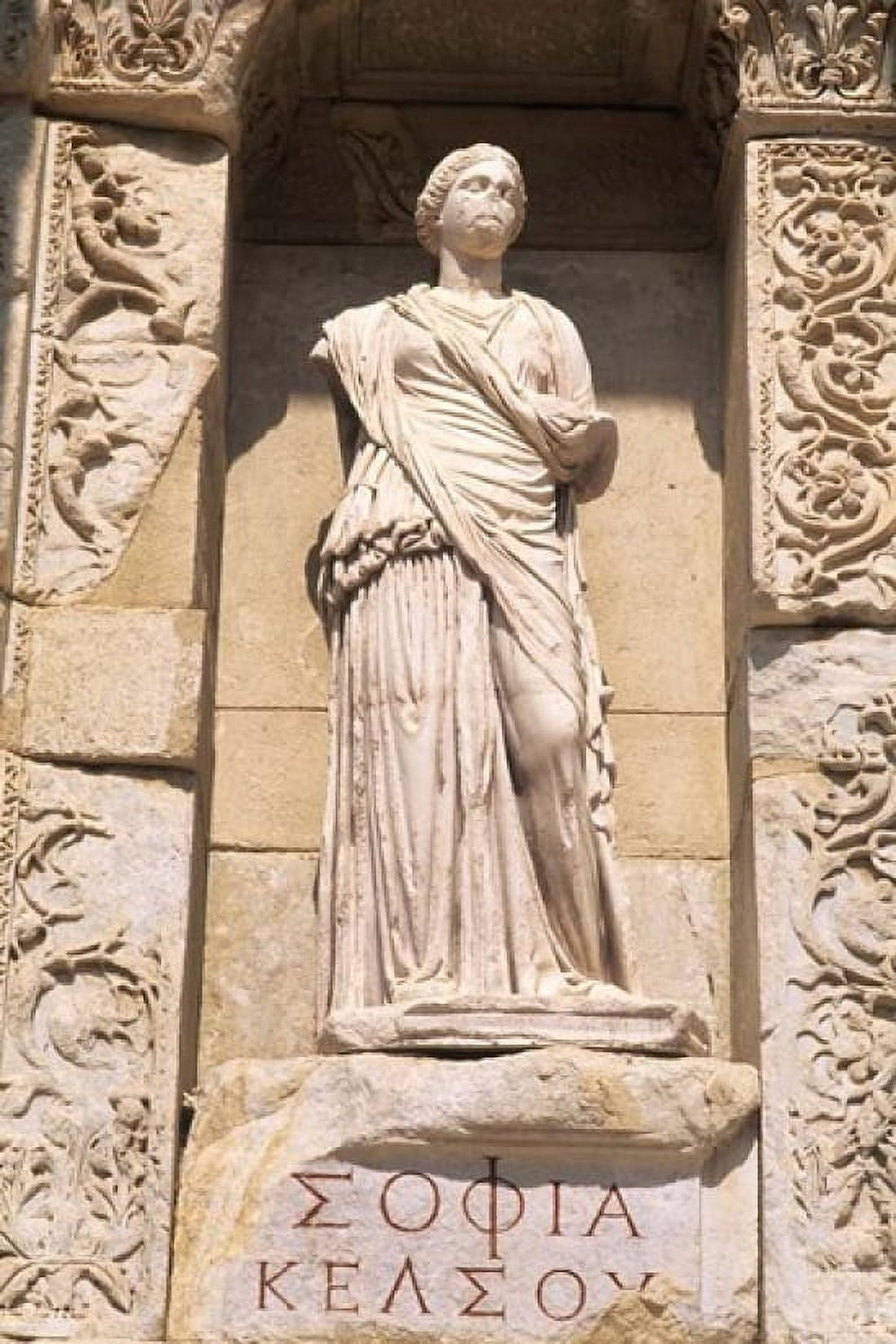 Statue in Historical Wall at Ruins of Ephesus Turkey Canvas Art - Bill Bachmann DanitaDelimont (19 x 28)