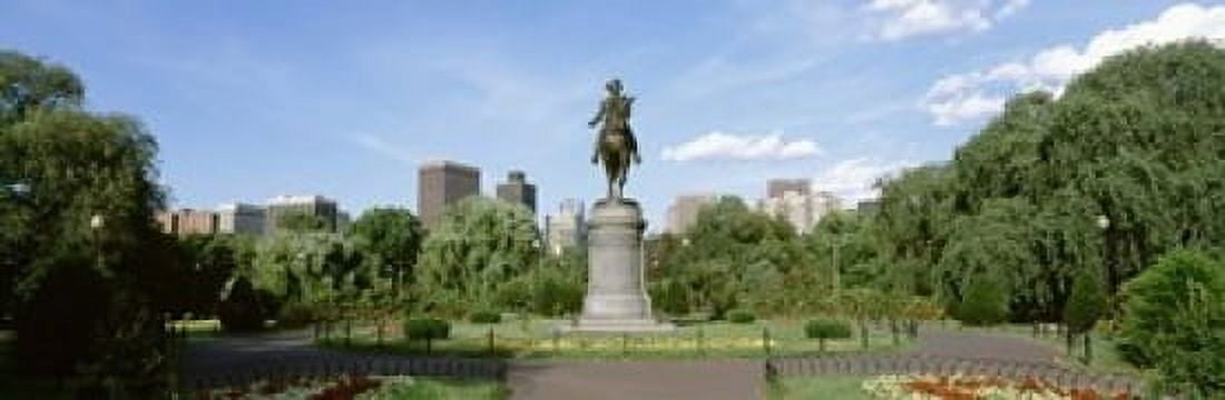 Statue in a garden Boston Public Gardens Boston Massachusetts USA Canvas Art - Panoramic Images (18 x 6)