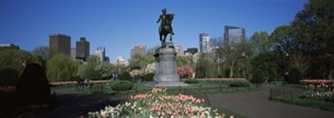 Statue in a garden Paul Revere Statue Boston Public Garden Boston Suffolk County Massachusetts USA Canvas Art - Panoramic Images (18 x 7)