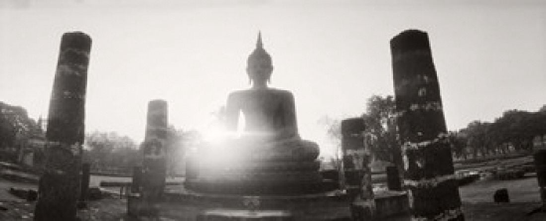 Statue of Buddha at sunset Sukhothai Historical Park Sukhothai Thailand Canvas Art - Panoramic Images (15 x 6)