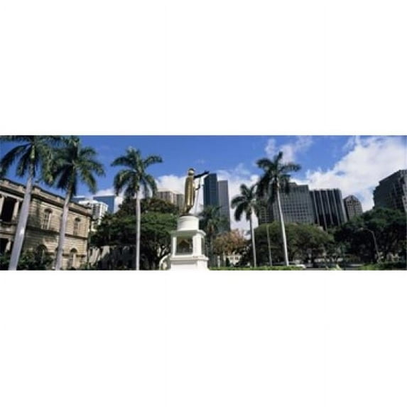 Statue of King Kamehameha in front of a government building Aliiolani Hale Honolulu Oahu Honolulu County Hawaii USA Poster Print by - 36 x 12