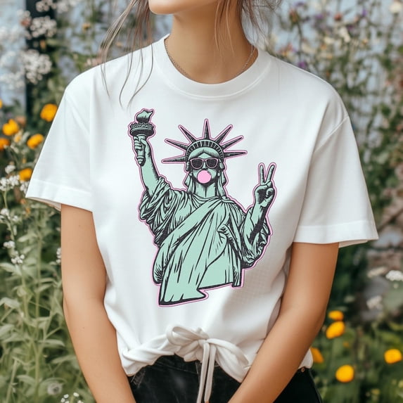 Statue of Liberty 4th of July Shirt, Patriotic USA Tee, American Girl Independence Day T-Shirt, Cute Red White and Blue Party Top