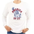 thumbnail image 1 of Statue of Liberty America is Lit Joke Long Sleeve TShirt Men Women Brisco Brands S, 1 of 6