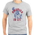 thumbnail image 1 of Statue of Liberty America is Lit Joke Men's Graphic T Shirt Tees Brisco Brands S, 1 of 6