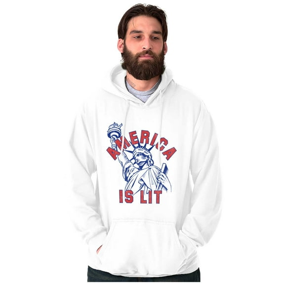 Statue of Liberty America is Lit Joke Unisex Plus Fleece Graphic Hoodie Brisco Brands 5X