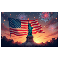 thumbnail image 1 of Statue of Liberty Banner American Flag Patriotic Design Celebration Backdrop for Independence Day Party Event Decoration, 1 of 8