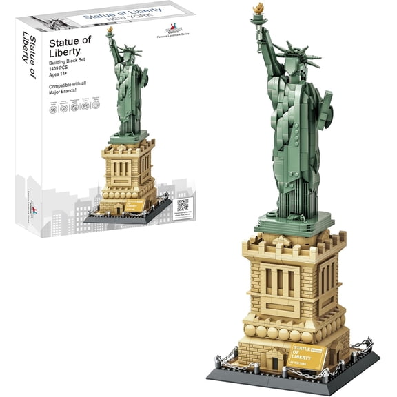 Statue of Liberty Building Block Set (1,409 Pieces) New York's Statue of Liberty Famous Landmark Series Architecture Model