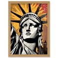 thumbnail image 1 of Statue of Liberty Comic Book Style Black Red Yellow New York City Skyscraper Artwork Framed Wall Art Print A4, 1 of 4