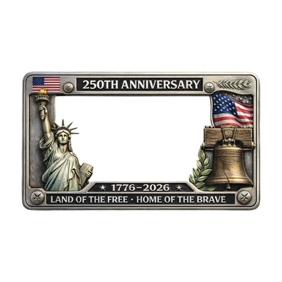 Statue of Liberty License Plate Frame, 4th of July Patriotic Auto Accessory, Red White Blue Car Tag Holder, Independence Day Front Rear Bumper Decor