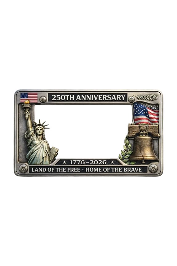 Statue of Liberty License Plate Frame, Alloy Patriotic Car Accessory, Universal Front Rear Bumper Cover, 4th of July Auto Decoration