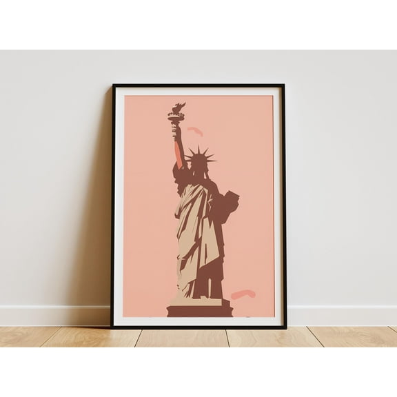 Statue of Liberty Minimalist Print Flat Illustration American Landmark Poster NYC Decor Gift for Patriot USA Art Modern Home Decor - Poster Unframed
