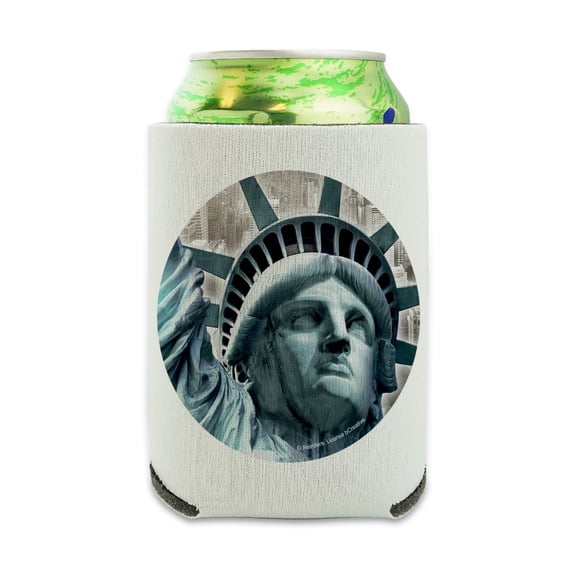 Statue of Liberty New York City Can Cooler - Drink Sleeve Hugger Collapsible Insulator - Beverage Insulated Holder