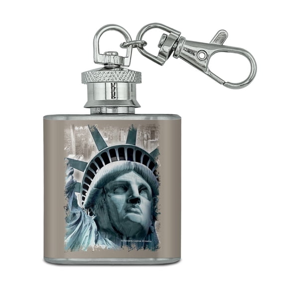 Statue of Liberty New York City Stainless Steel 1oz Mini Flask Key Chain