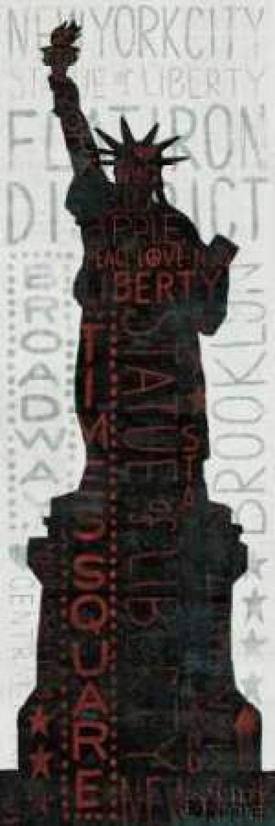Statue of Liberty - Red Canvas Art - Michael Mullan (12 x 36)