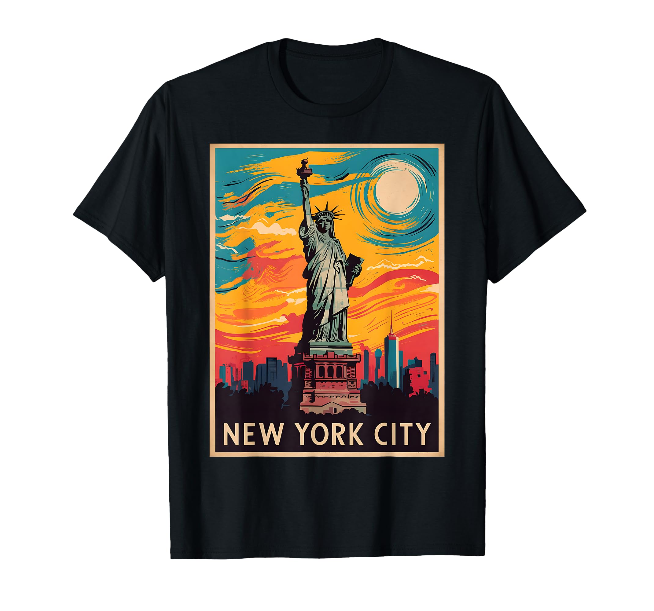 Statue of Liberty Skyline Iconic New York City Landmark Art TShirt