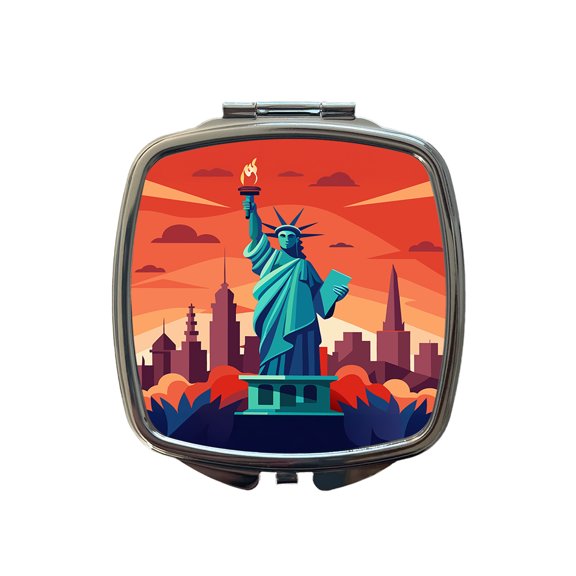 Statue of Liberty Travel Makeup Handbag Purse Small Pocket Compact Mirror