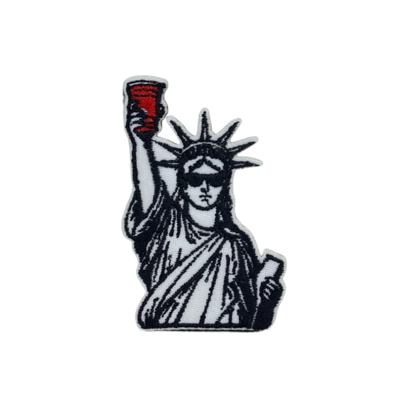 Statue of Liberty with Red Party Cup, Drinking, 4th of July, Embroidered, Iron on Patch