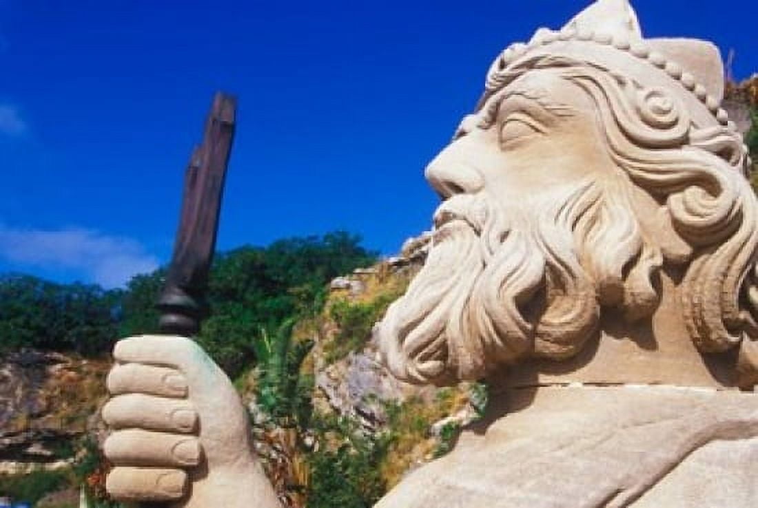 Statue of Neptune in Bermuda Maritime Museum Royal Naval Dockyard Bermuda Caribbean Canvas Art - Greg Johnston DanitaDelimont (35 x 24)