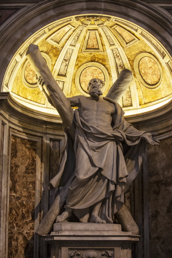 Statue of Saint Andrew St Peters Basilica Rome Italy Canvas Art - Reynold Mainse Design Pics (12 x 19)