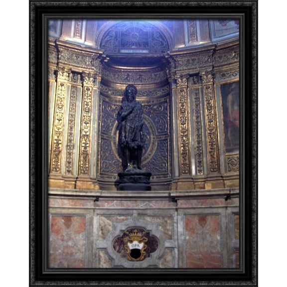 Statue of St. John the Baptist in the Duomo di Siena 28x34 Large Black Ornate Wood Framed Canvas Art by Donatello