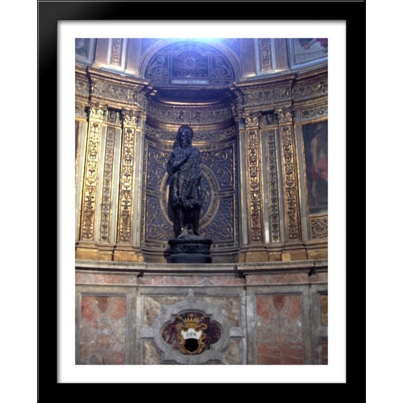 Statue of St. John the Baptist in the Duomo di Siena 28x34 Large Black Wood Framed Print Art by Donatello
