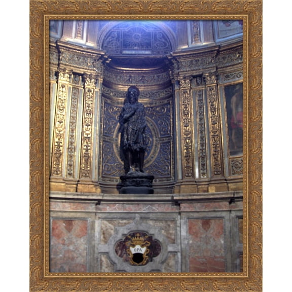 Statue of St. John the Baptist in the Duomo di Siena 28x34 Large Gold Ornate Wood Framed Canvas Art by Donatello