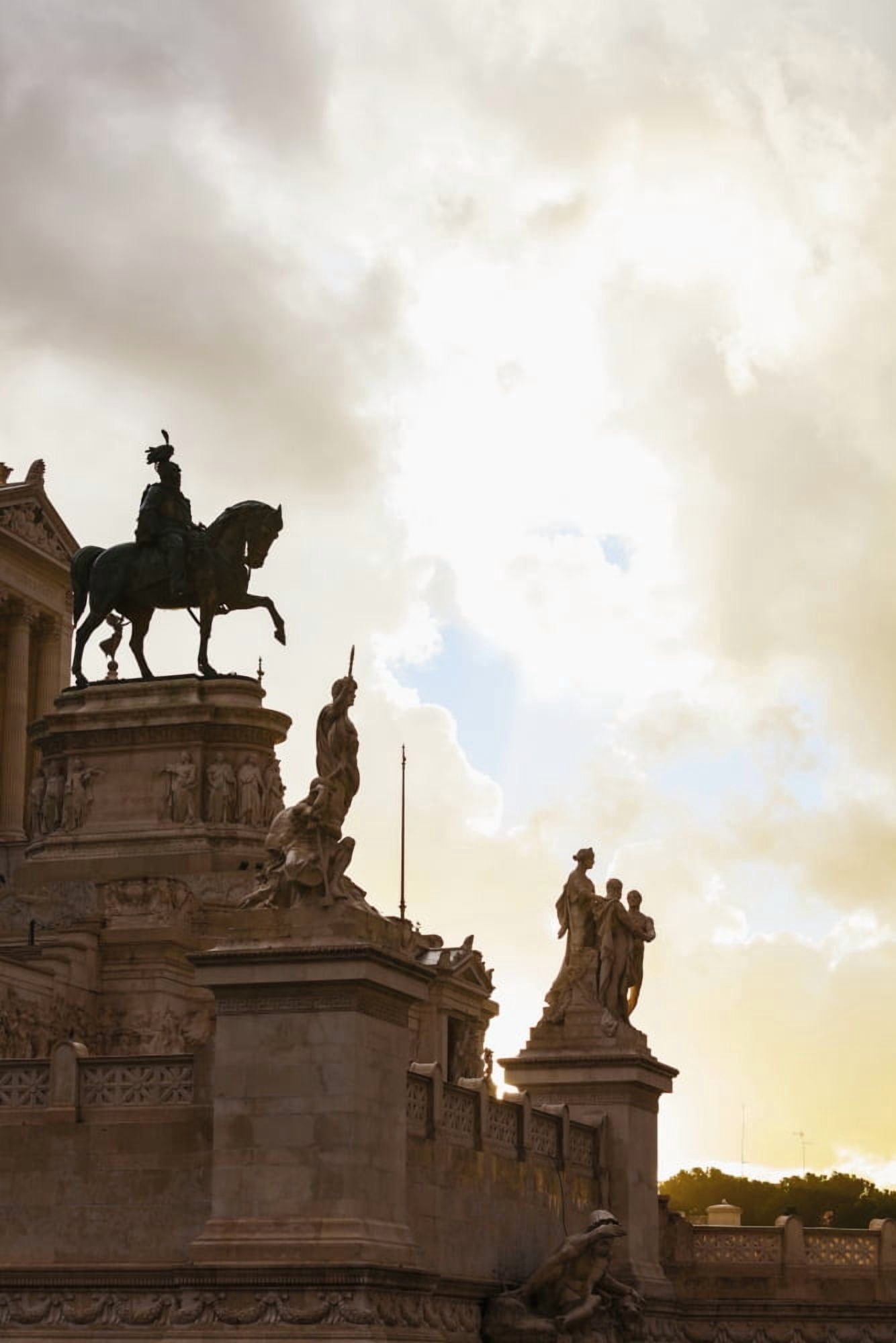 Statue of Victor Emmanuel Rome Italy Canvas Art - Reynold Mainse Design Pics (12 x 19)