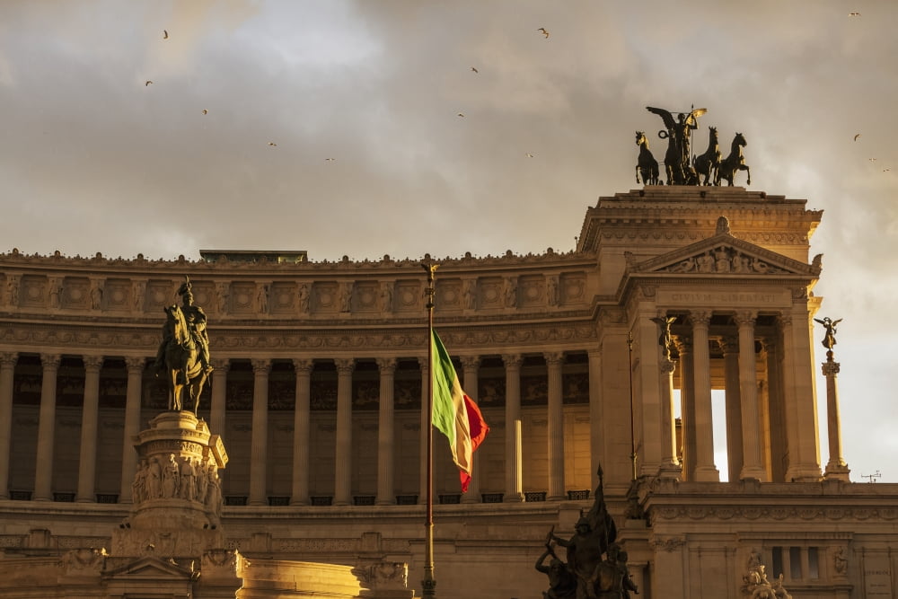 Statue of Victor Emmanuel Rome Italy Canvas Art - Reynold Mainse Design Pics (19 x 12)