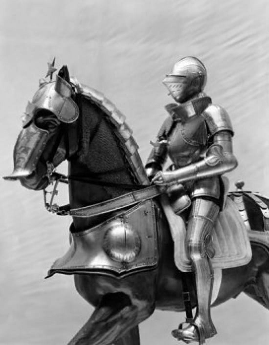 Statue of a Knight riding a horse Canvas Art - (18 x 24)