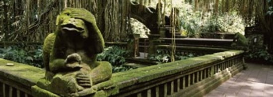 Statue of a monkey in a temple Bathing Temple Ubud Monkey Forest Ubud Bali Indonesia Canvas Art - Panoramic Images (36 x 13)