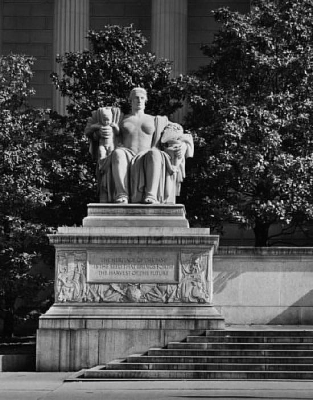Statue on a pedestal Heritage by James Earl Fraser National Archives Washington DC USA Canvas Art - James Earle Fraser (18 x 24)