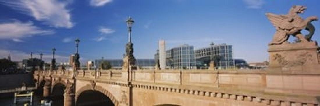 Statue on an arch bridge Moltke Bridge Central Station Berlin Germany Canvas Art - Panoramic Images (18 x 6)