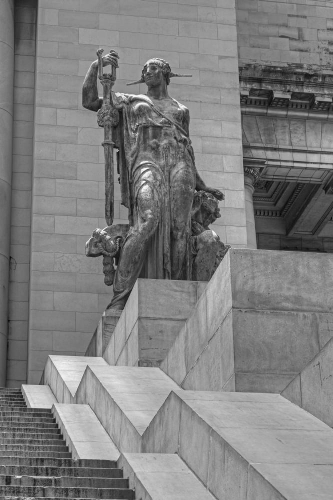Statue on the steps of El Capitolio Havana Cuba Canvas Art - David Chapman Design Pics (24 x 38)