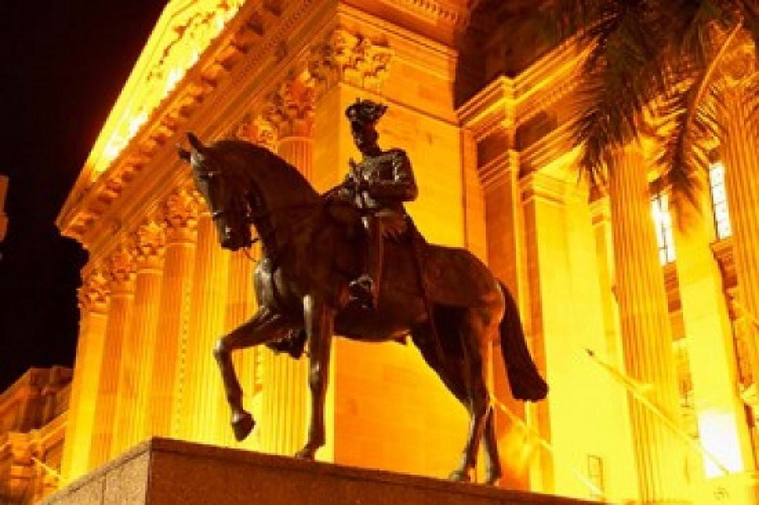 Statue outside King George Square Brisbane Queensland Australia Canvas Art - David Wall DanitaDelimont (26 x 17)