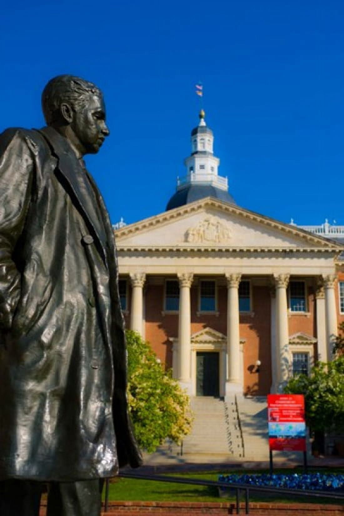 Statue with a State Capitol Building in the background Annapolis Maryland USA Canvas Art - Panoramic Images (24 x 36)